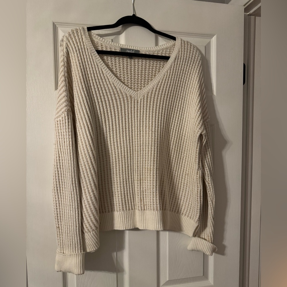 Marled, cream and gold sweater, size XL
